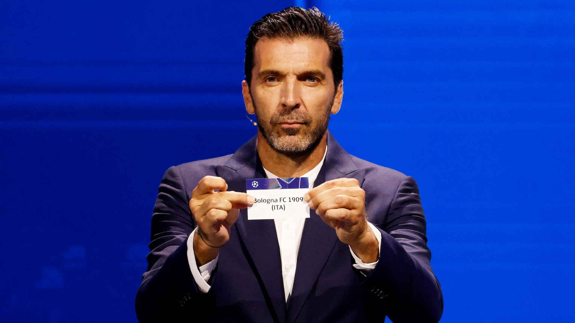 Gigi Buffon drawing Bologna during the latest Champions League draw.