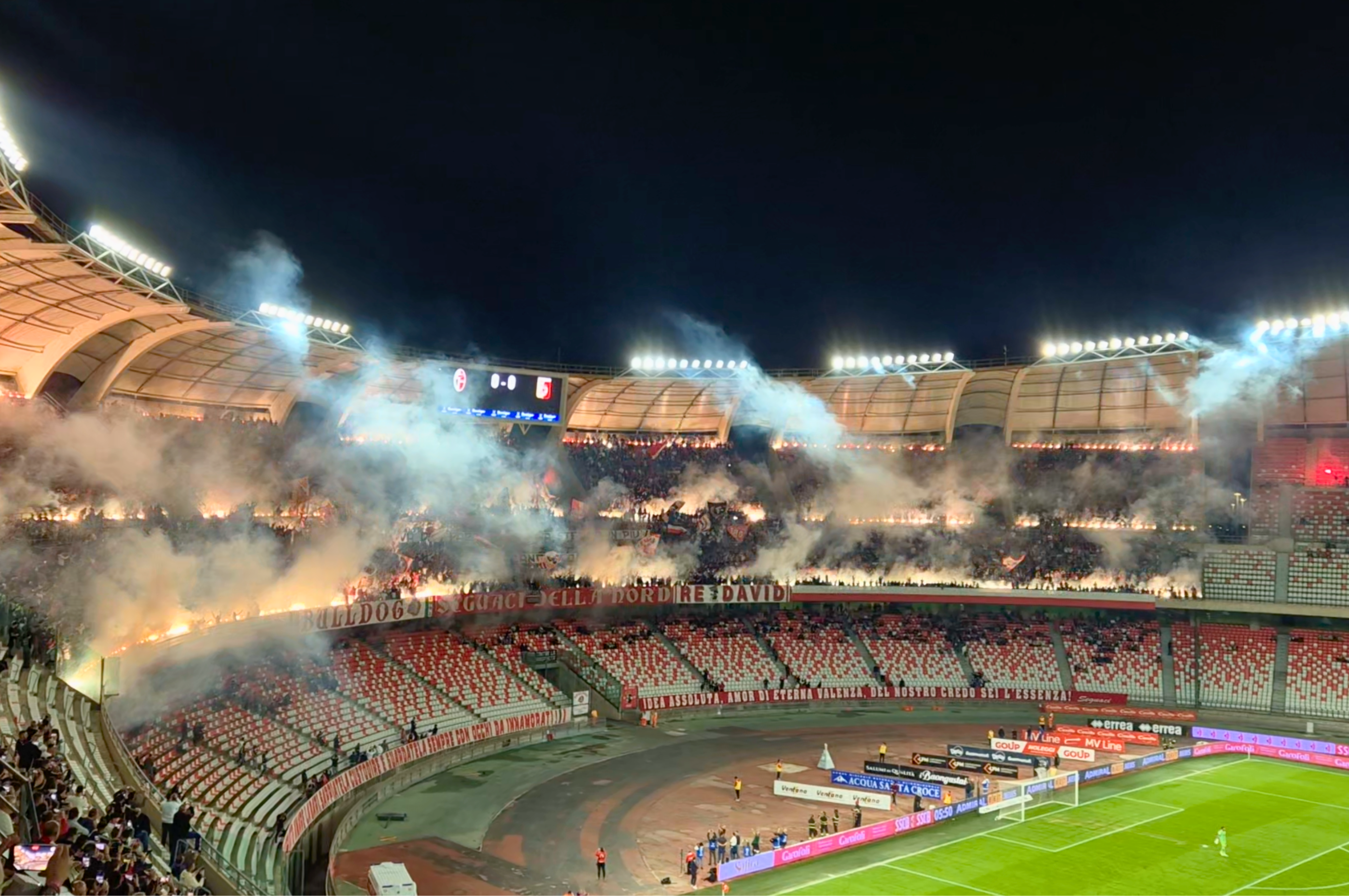 Bari Catanzaro Fans Lights Stadio San Nicola
