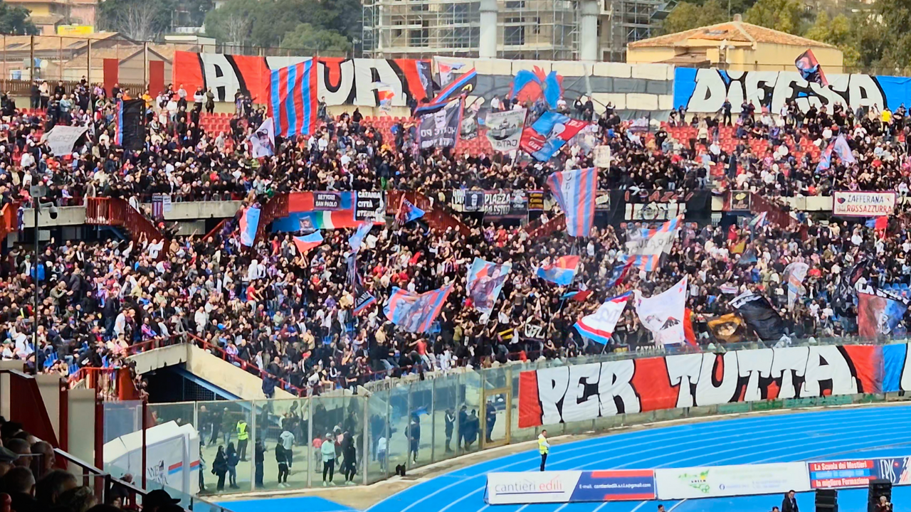 Catania Fans Sing At The Stadio Angelo Massimino Catania Crotone Serie C 2024 25