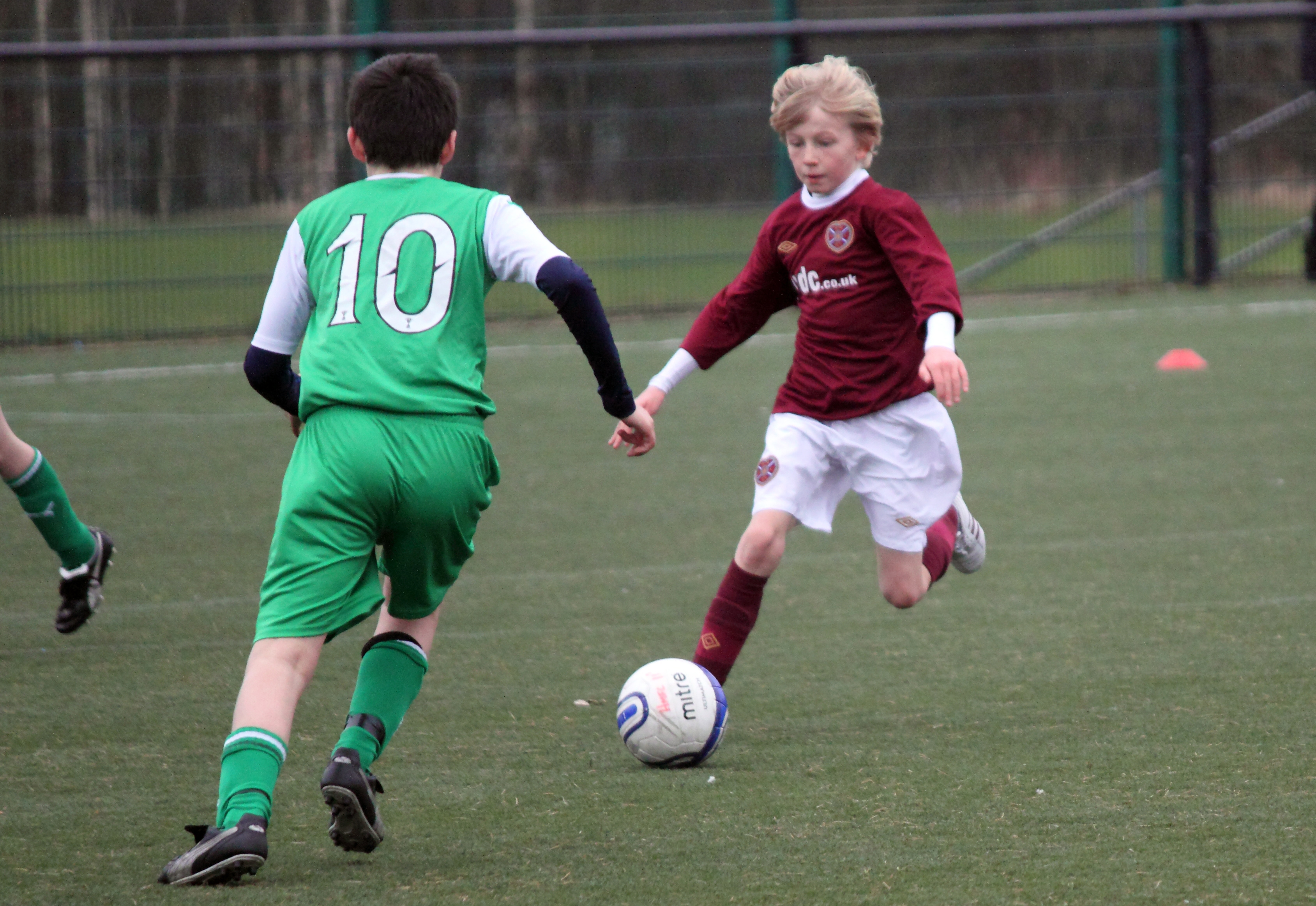 Josh Doig playing for Hearts academy