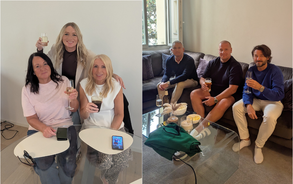 Josh Doig's parents and their friends prepare to watch Jason Cummings play in the India Super League Final